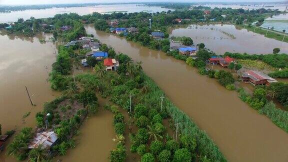 泰国大城府洪水鸟瞰图