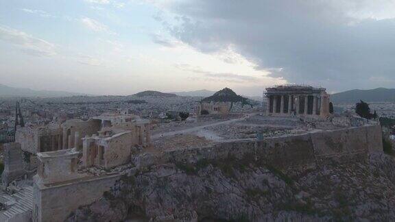 希腊雅典卫城和帕台农神庙的鸟瞰图