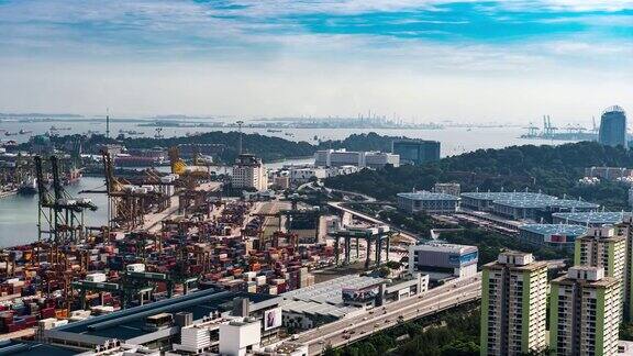 4K延时:新加坡港口码头的运输