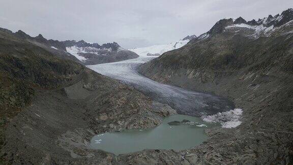 瑞士罗讷冰川的空中摄影摄影