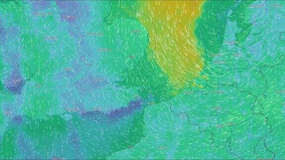 风在英国海岸附近涌动