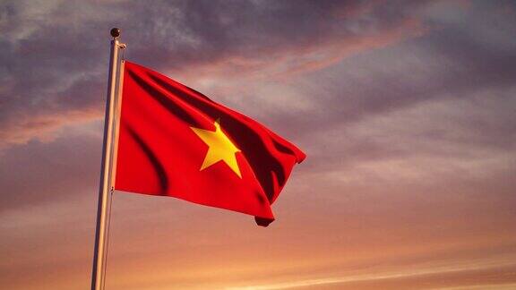 越南国旗在天空中飘扬-视频动画