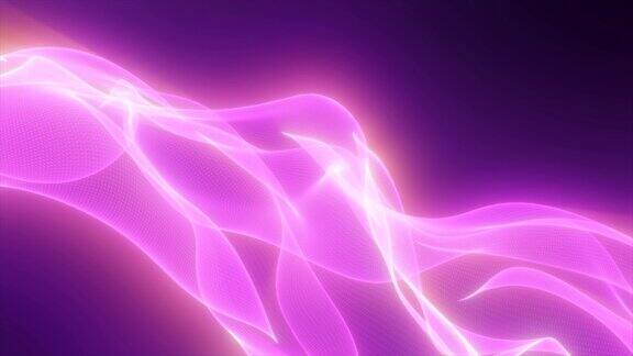 抽象紫色发光与明亮的火焰能量魔法波从线条上的黑暗背景抽象的背景视频在高质量的4k运动设计