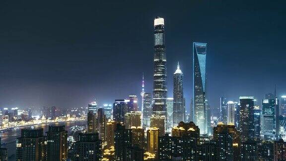 PAN高视角上海市中心的夜晚上海中国