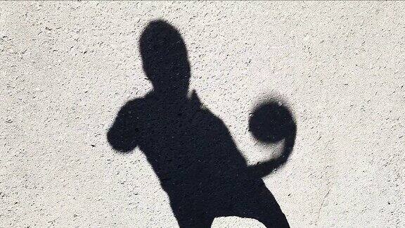 路沥青人影子篮球高清镜头