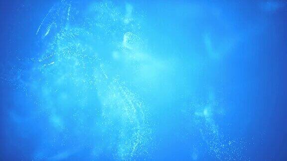 4k抽象粒子波散景背景-蓝色水雪-美丽的闪光循环股票视频