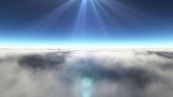 飞机在云层之上飞行运动