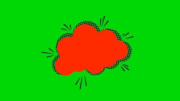 波普艺术背景动画高清漫画风格的云在绿色的背景