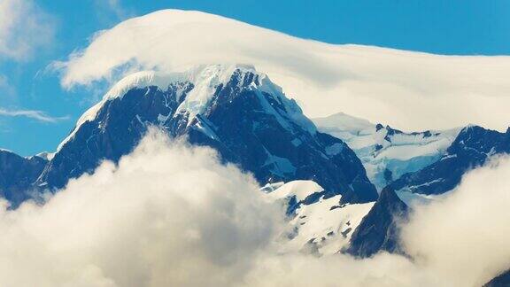 新西兰库克山的顶峰特写