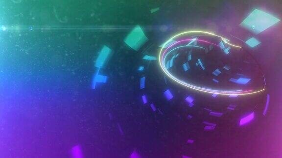 隧道动画与彩色灯光在一个无缝循环移动