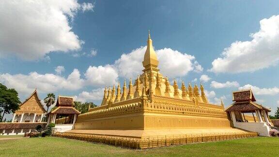 老挝万象时间流逝4K城市时间流逝WatPhraThatLuangGoldenPagoda