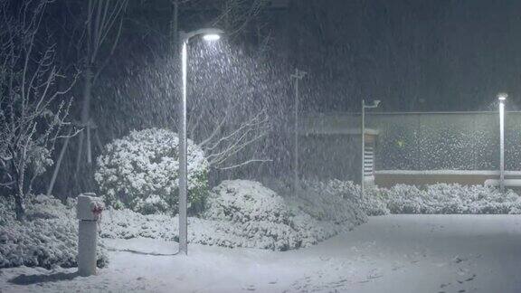 下雪的夜晚街道