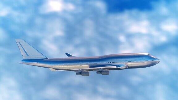 在云层中飞行的大型客机
