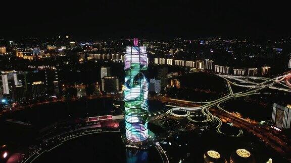 合集河南郑州千禧广场大玉米地标建筑夜景