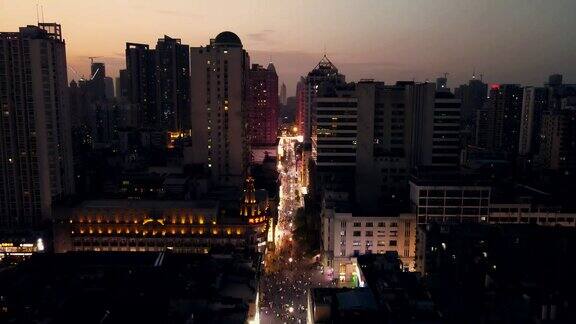 合集武汉江汉路步行街夜景航拍