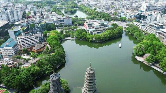 合集广西桂林日月双塔地标建筑