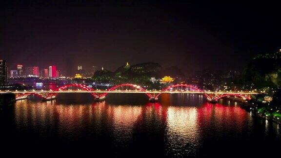 合集广西柳州文惠桥夜景航拍