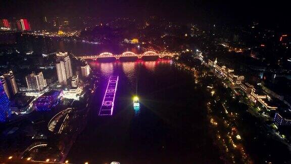 合集广西柳州城市夜景灯光航拍 