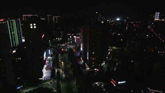 合集湖南怀化城市夜景灯光航拍
