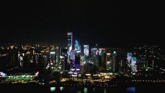 合集湖南长沙城市夜景灯光4K航拍