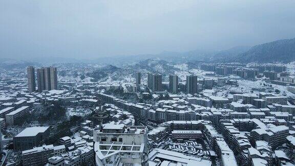 合集城市冬天雪景航拍