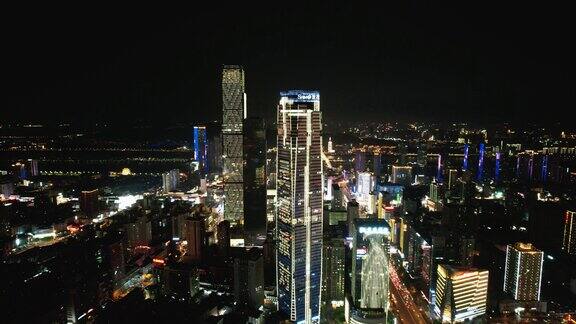 合集湖南长沙国金中心世贸大厦夜景4K航拍