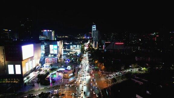 合集云南昆明城市夜景拥堵交通航拍
