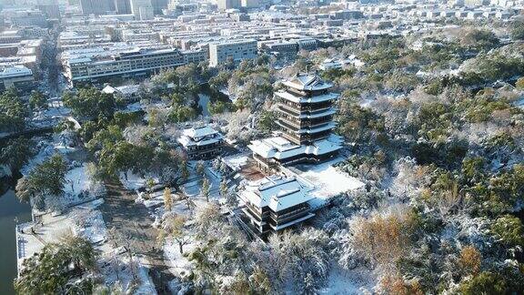 合集山东济南城市雪景风光4K航拍