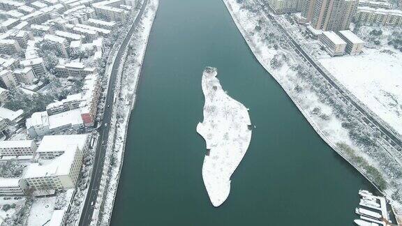 合集城市冬天雪景4K航拍