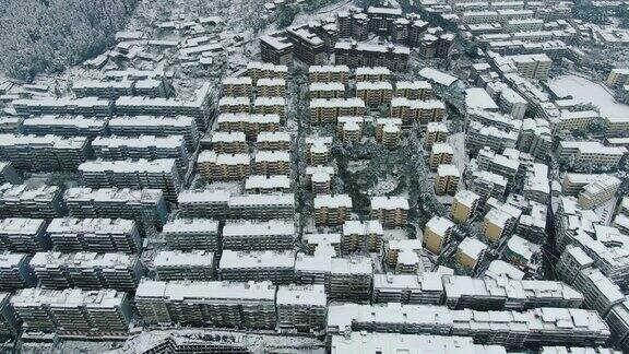 合集冬天城市房屋雪景4K航拍