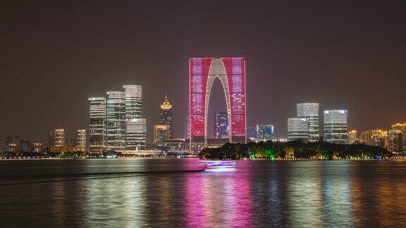 合集苏州城市夜景航拍移动延时