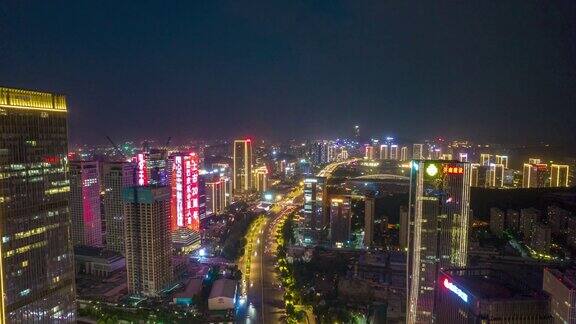 济南城市地标夜景灯光航拍