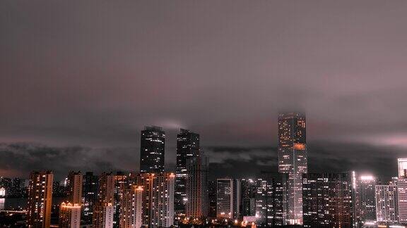 城市 云层 夜景 黑金 都市