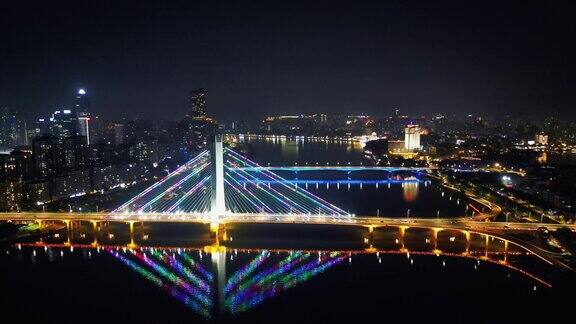 航拍惠州夜景惠州合生大桥夜景