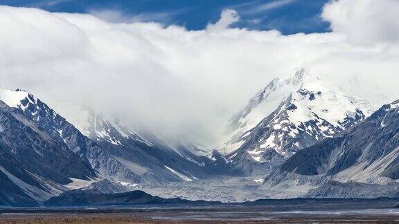 延时摄影 雪山云起云涌 自然景观