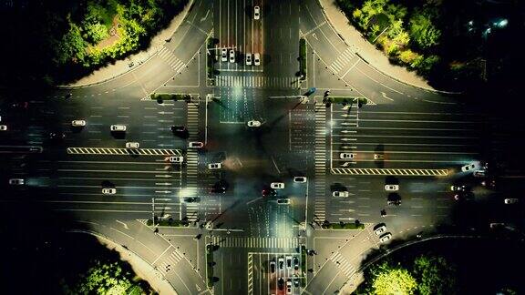 合集城市十字交叉路口夜景交通俯拍