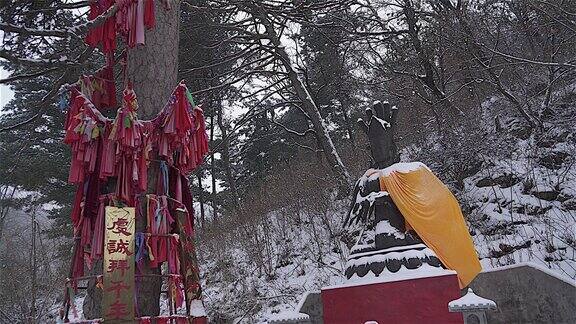 4K宗教场所 冬季龙树菩萨像 寺庙风光