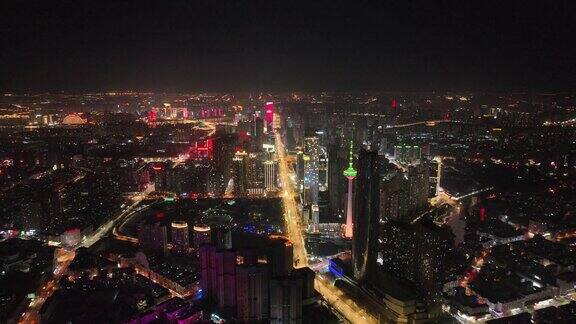 沈阳街道沈阳红十字会医院夜景 