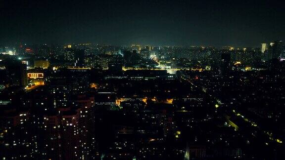 郑州城市夜景居民楼航拍
