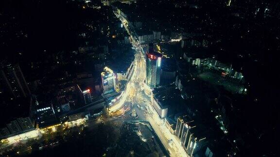 贵州遵义城市夜景交通航拍