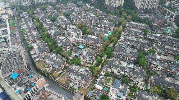 城市高档住宅别墅航拍