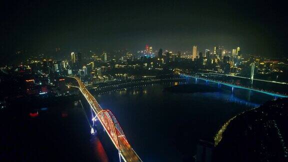 重庆菜园坝大桥夜景航拍