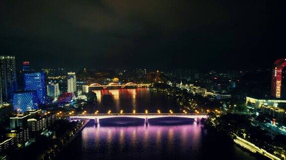 柳州大桥夜景灯光航拍