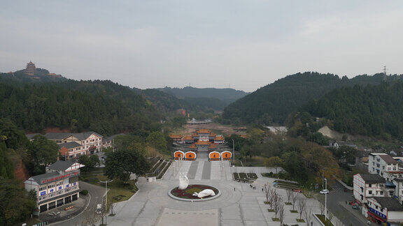 航拍四川遂宁观音故里灵泉寺