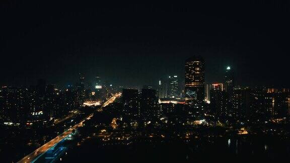 广东惠州富力丽港中心夜景航拍