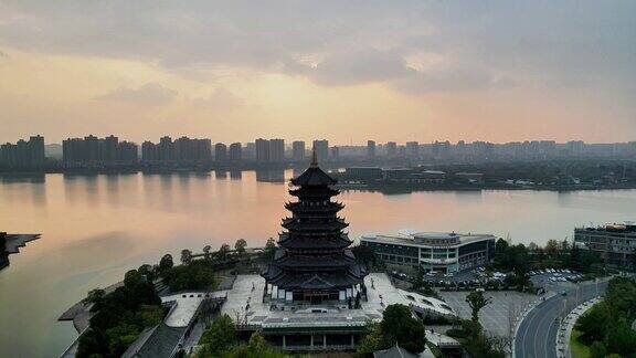 航拍四川遂宁临仙阁景区 