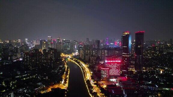 航拍成都锦江区夜景