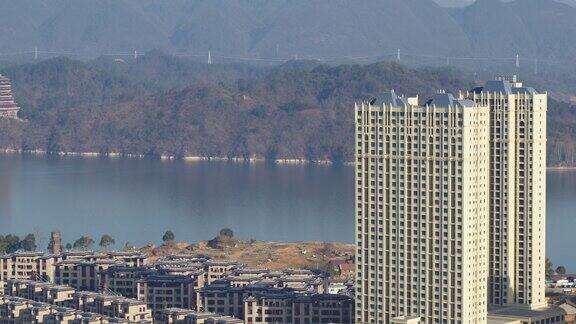 武宁县大气航拍城市建筑小区