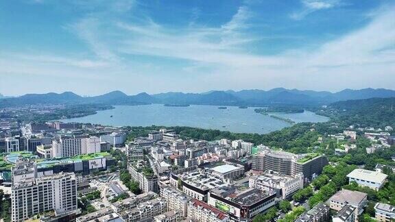 浙江杭州西湖全景航拍