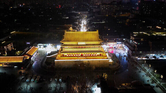 航拍西安鼓楼夜景